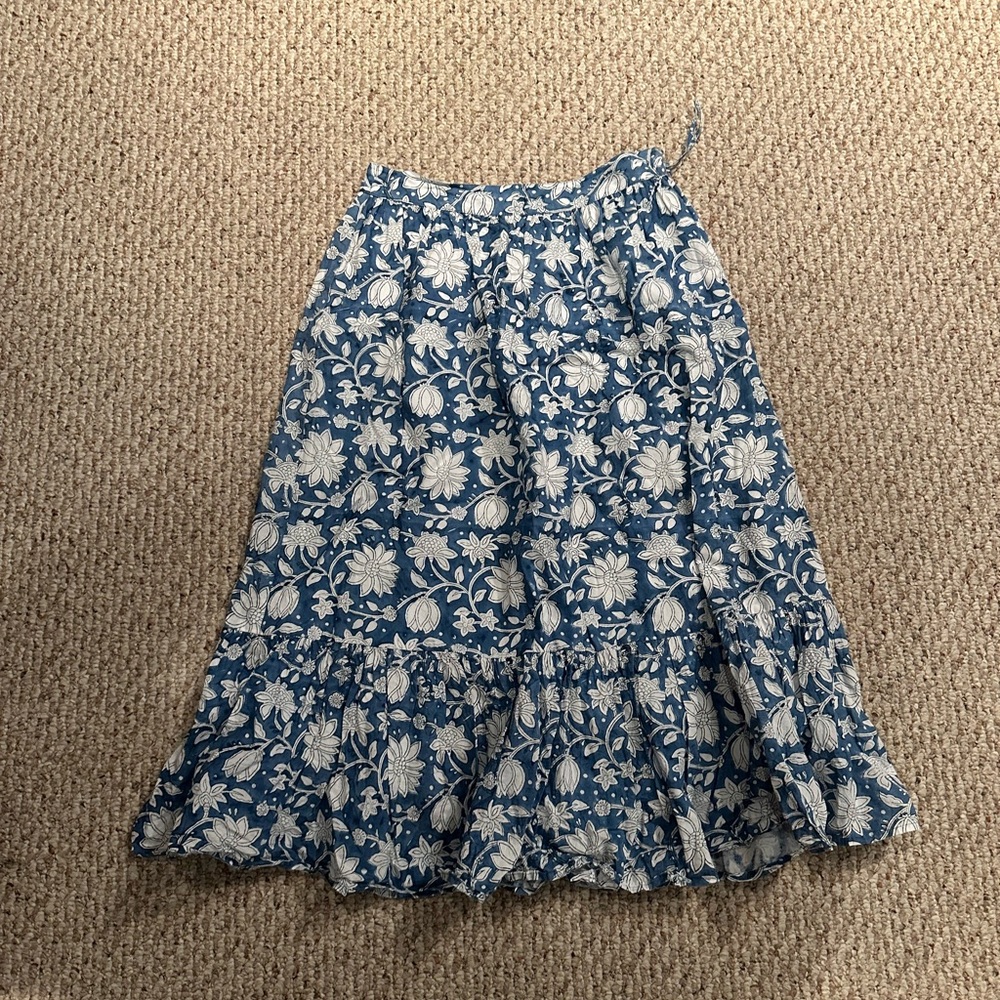Beau & Ro Floral Blue And White Skirt